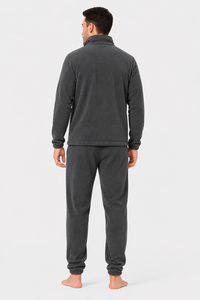 <b>Zip</b>-<b>up</b> fleece suit premium soft thermal fabric comfortable fit for winter outdoor wear stylish durable cozy man tracksuit - Product Image 3