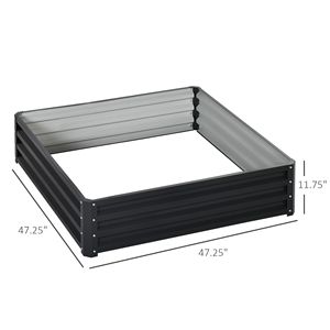 4x4 ft Galvanized Steel Raised Garden Bed Grey <b>Planter</b> Box for Growing <b>Vegetables</b> Flowers Herbs Garden Supply - Product Image 3
