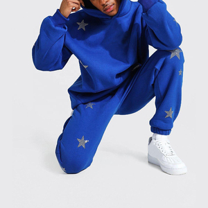 Black Rhinestone Star Tracksuit Oversized Hoodie and Jogger Set for Men Women Streetwear - Product Image 2