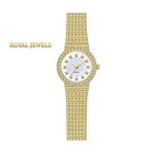 Reloj de cuarzo con esfera de diamantes para mujer, reloj de pulsera con pulsera de acero inoxidable, reloj analógico redondo para fiesta y uso diario - Product Image 3