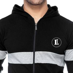 Sudaderas con capucha de moda para hombre, 330 g/m², con cremallera, estilo desgastado, al por mayor, negras, nuevo diseño, lisas - Product Image 5