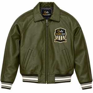Chaqueta Bomber Varsity de Cuero de Alta Calidad, Fabricada por Goldenwave, con Diseño de Parche Bordado Personalizado, Estilo Urbano - Product Image 6