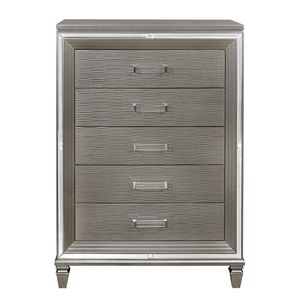 Moderno 1 pezzo grigio argento finitura metallizzata stile Glam cassettiera 5 cassetti legno camera da letto mobili acrilico Hardware smussato - Product Image 2