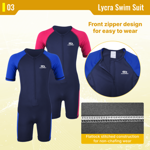 Maillot de bain pour enfants Aropec UPF 50+ en spandex avec fermeture éclair avant, protection solaire, coutures plates, vêtements de bain pour enfants OEM/ODM - Product Image 4