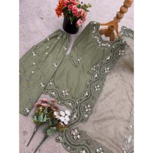 Conjunto de Top, Pantalón y Dupatta para Mujer de Diseñador con Bordado de Lentejuelas - Product Image 5