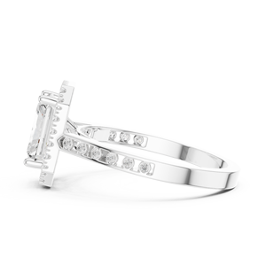Anillo de Compromiso de Oro Rosa con Diamantes Cultivados en Laboratorio con Corte Esmeralda para Mujer, Certificado IGI, Engaste Pavé, Estilo Geométrico Clásico, Aniversario - Product Image 2