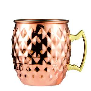 Tasses à Moscow Mule modernes de 18 oz en cuivre martelé avec doublure en acier inoxydable 304 et poignées en laiton doré - Product Image 5