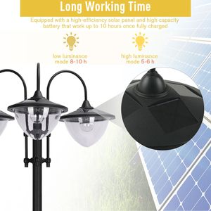 Lampione Solare a LED Automatico a 3 Teste da 189 cm con Fioriera Integrata, Nero, per Esterni, Pronto all'Uso, Luci da Giardino - Product Image 4
