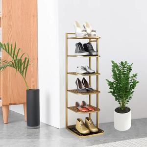 Premium Metal Gold Shoe <b>Rack</b> Five Tier Vertical Organizer Slim Space Saving Design Durable Frame Stylish Entryway Display - Product Image 3