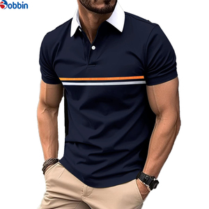 Polo de Manga Corta para Hombre de Alta Calidad, a Rayas, Informal, Transpirable, Ropa Deportiva, Suministro de Fábrica, Estampado Sólido, Ropa Casual - Product Image 3