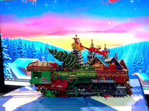 Tarjeta de Felicitación Pop-Up Personalizada para Graduación, Navidad, Cumpleaños, con Diseño 3D de Tren y Escena de Pueblo Nevado, Impresión Digital Personalizada - Product Image 2