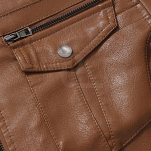 Veste d'hiver en cuir sur mesure, couleur unie, respirante, écologique, coupe-vent, streetwear pour homme - Product Image 4