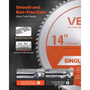 Lama per Sega Circolare da 14 Pollici con 72 Denti Affilati in Lega, Attacco da 1 Pollice per Taglio di Metalli con Finitura Fine - Product Image 3