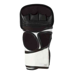 Gants d'entraînement de boxe en cuir, demi-doigts, fermeture Velcro, noir et blanc, pour adultes, arts martiaux - Product Image 3