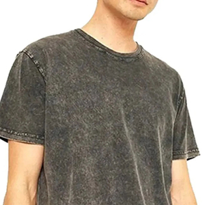 Acid Wash Oversized Men's T-Shirt 100% Cotton Crew Neck Front Custom Logo Streetwear Tee - Product Image 5
