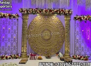 Décoration de scène de mariage sur le thème du maharaja, élégante décoration de scène classique indienne, décoration de scène de réception de mariage de style Bollywood de luxe - Product Image 2