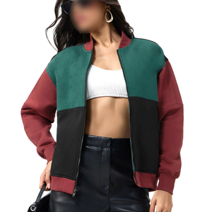 Blouson Bomber Femme 2026 OEM ODM à Blocs de Couleurs, Manches Longues, Col Montant, Fermeture Éclair, Longueur Courte, Design Contrastant pour l'Automne - Product Image 1