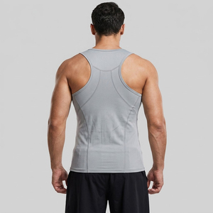 Customized Breathable Knitted Compression Tank <b>Top</b> Embroidery for Men's Sportswear Running Base <b>Layer</b> Vest Bodybuilding Workout - Product Image 2