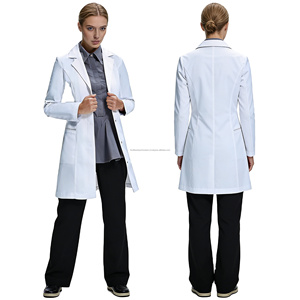 Bata de Laboratorio Blanca para Mujer, Manga Larga con Bolsillos, Algodón y Poliéster, Uniformes de Hospital, Color Personalizado OEM - Product Image 4