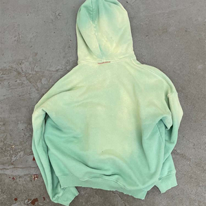 Sweat à capuche délavé à l'acide sans ourlet inférieur pour homme, style streetwear, vintage, en coton - Product Image 3