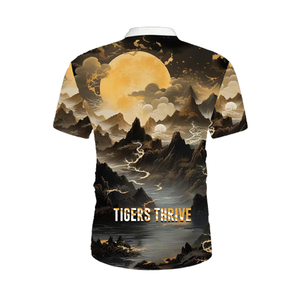 Polo Homme Imprimé Tigre Doré 3D, Sublimation, Col Zippé, Manches Courtes, Graphique, Décontracté, Luxe, Streetwear, Été, Respirant - Product Image 3