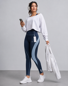 MIAZ Off-The-Shoulder <b>Crop</b> Top Racerback Sleeveless Active Stretch Breathable Wrinkle-Resistant Yoga Set Mid Waist <b>Leggings</b> - Product Image 3
