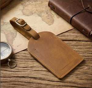 Luxury Personalized Genuine Leather Luggage Tags Privacy Cover Suitcase <b>Name</b> <b>Labels</b> Travel Bag Tags Bulk LMP-0190 - Product Image 2