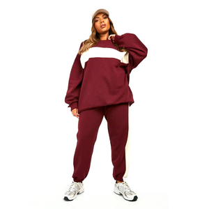 Plus Size <b>Jogger</b> Set Women Color Block Pullover Drop Shoulder <b>Oversized</b> Hoodie Loose Training Jogging Wear Sweatpants Fall Sets - Product Image 6