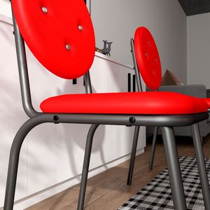 Chaises de salle à manger en similicuir, 4 pièces, avec pieds en métal imperméables, montage facile, pour une utilisation en cuisine - Product Image 5