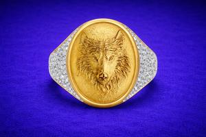 Anillo de diseño Diamond Wolf con diamante moissanita redondo, anillo de compromiso y boda para hombre de plata de ley 925, anillo de fiesta grande - Product Image 2