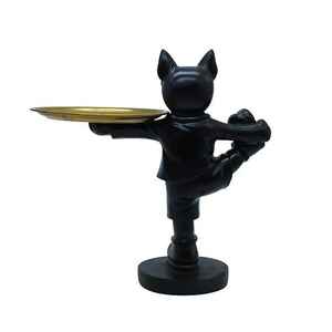 Luxury Dog Butler Tray Statue Black and Gold <b>French</b> <b>Bulldog</b> Serving Tray Home Decor Table Organizer Figurine 10 Inch - Product Image 5