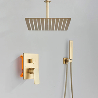 Ensemble de robinetterie de douche murale doré brossé, douche pluie 10 pouces avec douchette, mitigeur de bain monocommande, vente en gros