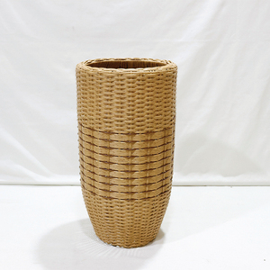 New Design Minimalist PE Rattan <b>Planter</b> Tall Round Flower Pot with Hand Carved Finish Sturdy Iron Frame Support Eco-Friendly - Product Image 1