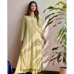TOP DE TRABAJO DE HILO BORDADO DE GEORGETTE DE MODA PALAZZO CON DUPATTA LIMÓN - Product Image 1