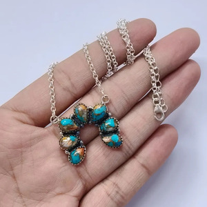Collier pendentif en cuivre turquoise en forme de poire, collier en pierre précieuse taillée en poire pour femme, bijou fait main, cadeau pour elle - Product Image 3
