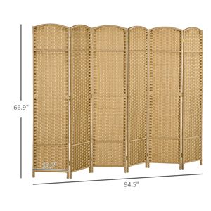 Paravento Artigianale a 6 Pannelli in Legno Naturale, Divisorio per Spazi Tradizionale Alto 1,7 m - Product Image 3