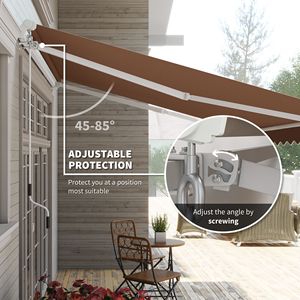 Tenda da Sole Retrattile Manuale Marrone 12 X 10 Regolabile per Patio, Balcone, Giardino - Design Versatile - Product Image 4