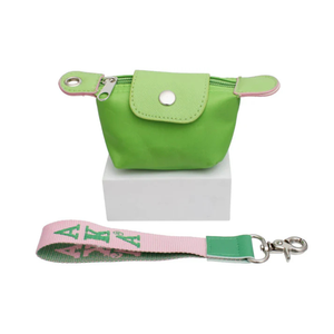 Mini Bolso de Mano AKA Rosa y Verde de Nailon con Correa Desmontable, Monedero, Tarjetero, Organizador de Viaje, Regalo - Product Image 1