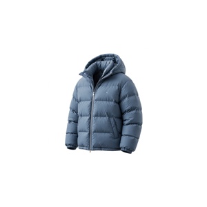 Veste matelassée à capuche bleue pour homme, coupe classique, rembourrage en polyester, imperméable, coupe-vent, fermeture éclair sur le devant, style sportif, vêtements décontractés d'automne - Product Image 4