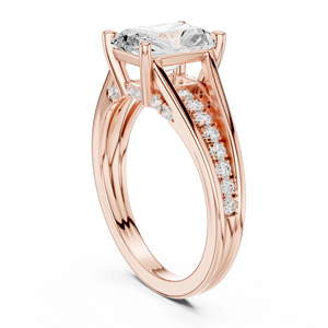 Rose Gold Radiant Cut <b>Diamond</b> Engagement <b>Ring</b> with Pavé Side Stones for Women Bridal Fine Jewelry - Product Image 3