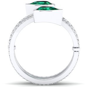 REYES Wholesale Factory Price 14K Solid Gold Moissanite <b>Ring</b> High Quality Emerald Gemstone Exclusive Designer Jewelry For Women - Product Image 4