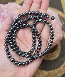 Cuentas de Diamante Moissanita Negra de 6 mm, Cuentas Facetadas Hechas a Mano - Product Image 4