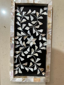 Plateau de service pliable artisanal en nacre plaquée, incrustation de coquillages, mosaïque moderne de luxe, ustensile de cuisine, vaisselle - Product Image 3