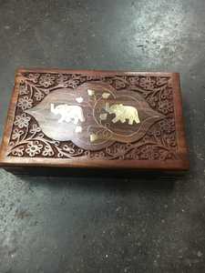 Hand-<b>carved</b> Eco-Friendly Teak <b>Boxes</b> with Brass Inlay Detailing for Elegant Home Decor and Gift Storage - Product Image 4