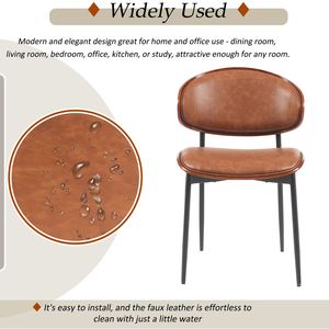 Juego de 2 Sillas de Comedor de Estilo Italiano Moderno de Mediados de Siglo, Cuero PU de Lujo con Diseño de Madera Curvada y Patas de Metal Mate - Product Image 6