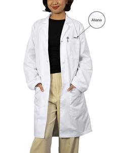 Blouse de laboratoire blanche tissée pour femme, uniforme d'hôpital, blouse de médecin, 3 poches, fermeture à boutons-pression, nom Aliana brodé - Product Image 1