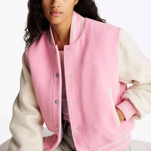 <b>Womens</b> Wool Body Varsity <b>Jacket</b> Custom Leather Sleeves College Letterman Baseball Embroidered Logo Patch <b>Bomber</b> Winter Coat - Product Image 4
