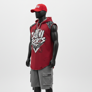 T-shirt d'entraînement sans manches pour homme, polyester et élasthanne de haute qualité, logo personnalisé, 100 % coton, coupe ample, imprimé - Product Image 4