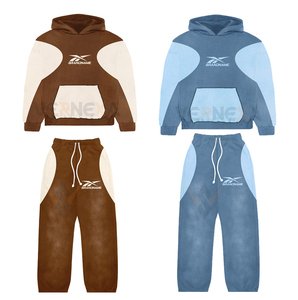 Conjunto Deportivo de Dos Piezas de Alta Calidad, 100% Algodón, Estilo Casual, con Cordón Ajustable, Pantalones y Sudadera con Paneles Laterales de Doble Color, Estilo Urbano - Product Image 1