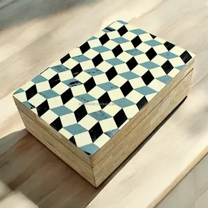 Joyero artesanal Almacenamiento decorativo Caja de regalo de lujo Joyero pintado a mano Resina de madera Incrustaciones de hueso Nuevo diseño Mini cajas - Product Image 4